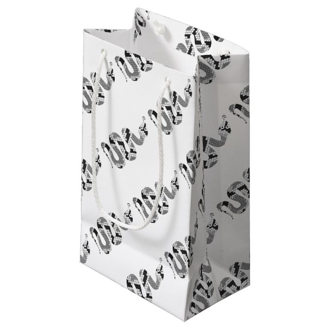 Snake Grey and Light Grey Silhouette Small Gift Bag (Front Angled)