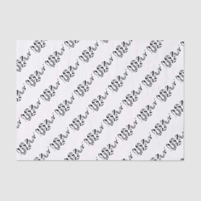 Snake Grey and Light Grey Silhouette Tissue Paper (Front)