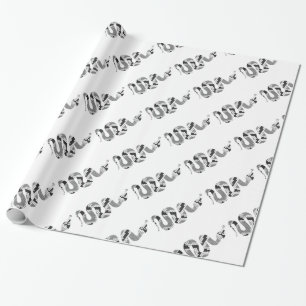 Snake Grey and Light Grey Silhouette Wrapping Paper