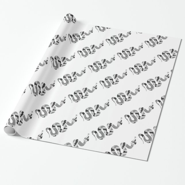 Snake Grey and Light Grey Silhouette Wrapping Paper (Unrolled)