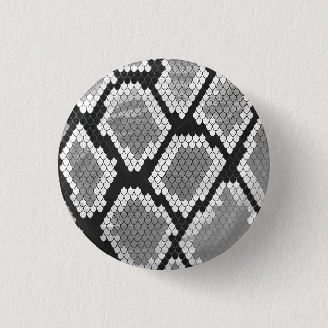 Snake Grey, White and Black Print 3 Cm Round Badge (Front)