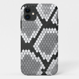 Snake Grey, White and Black Print iPhone 11 Case
