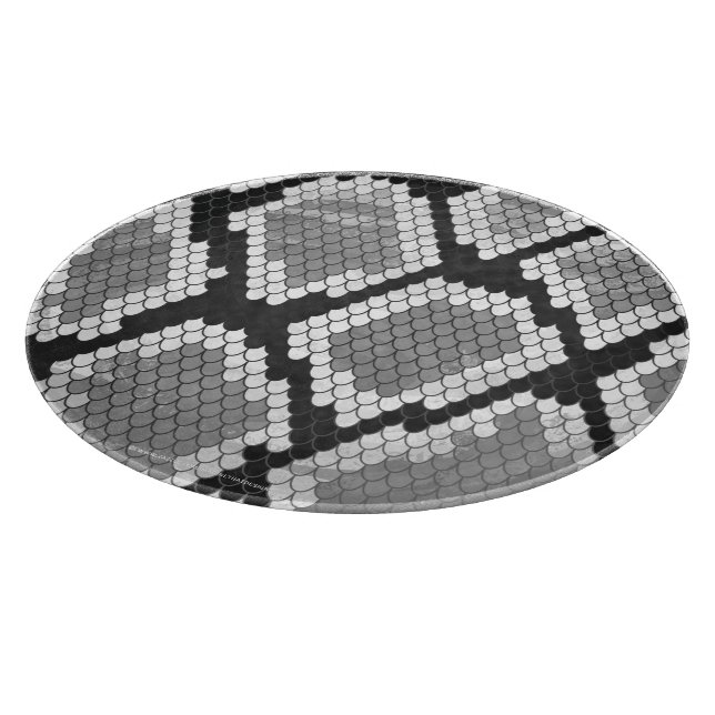 Snake Grey, White and Black Print Cutting Board (Corner)