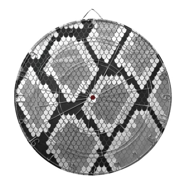 Snake Grey, White and Black Print Dartboard (Front)