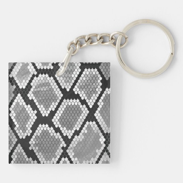 Snake Grey, White and Black Print Key Ring (Back)