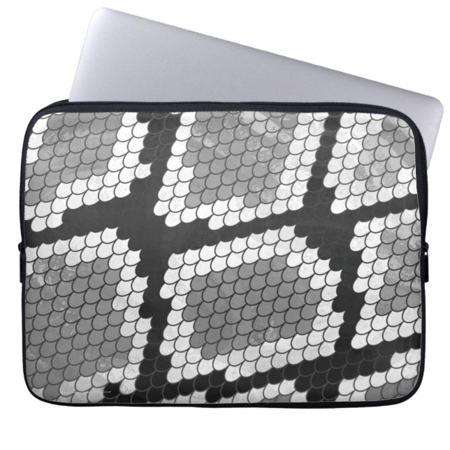 Snake Grey, White and Black Print Laptop Sleeve (Front)
