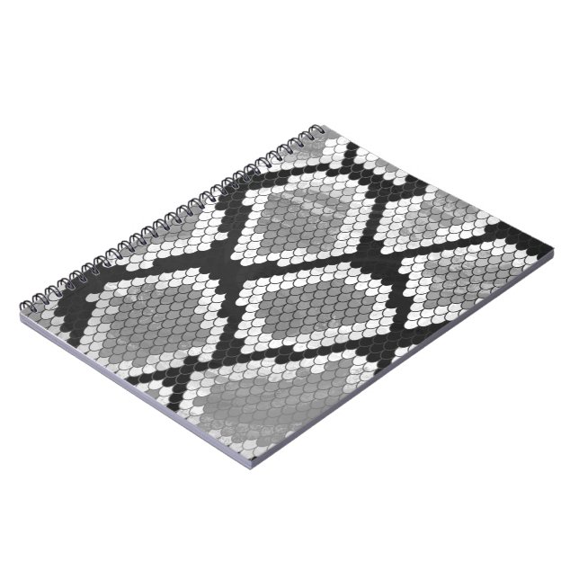 Snake Grey, White and Black Print Notebook (Left Side)