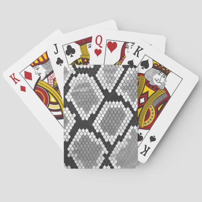 Snake Grey, White and Black Print Playing Cards (Back)