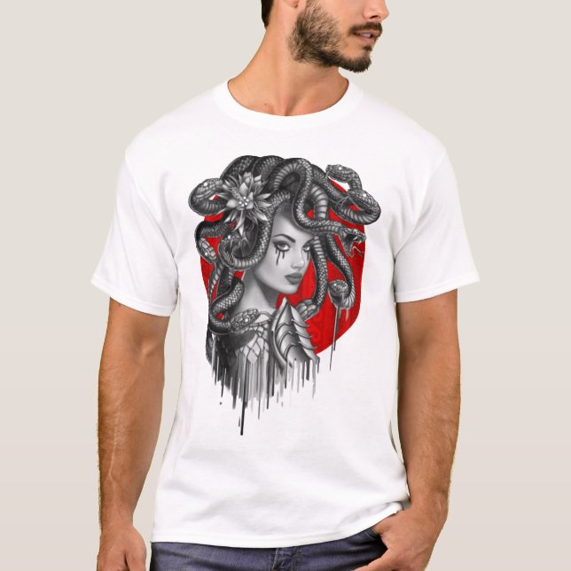 Snake Head Girl Medusa T-Shirt (Front)