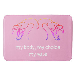 Snake heads & fangs, my body, my choice, my vote bath mat