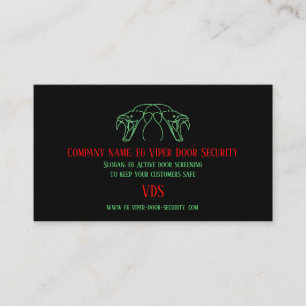Snake Heads Logo, Fangs Bared - Door Security Business Card