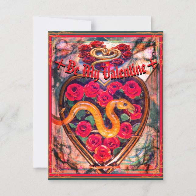 Snake, Heart and Roses Deadly Valentine Poster Holiday Card (Front)