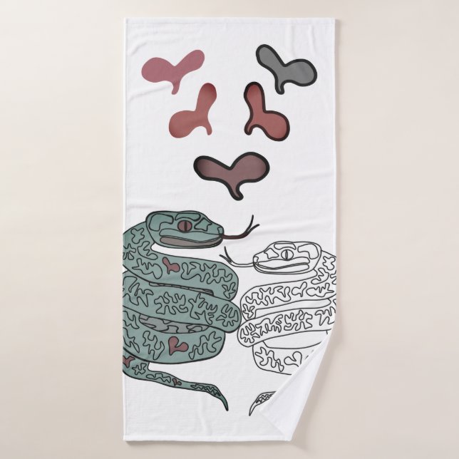  Snake Hearts print Bath Towel Set (Bath Towel)