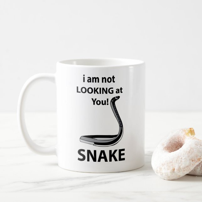 Snake I am Not Looking At You Funny Snake Coffee Mug (With Donut)