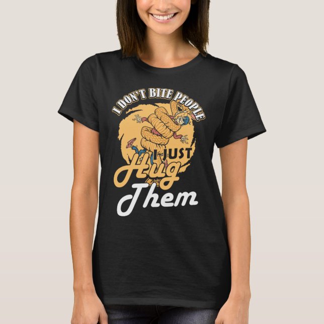 Snake I Dont Bite People Banana Ball Python T-Shirt (Front)