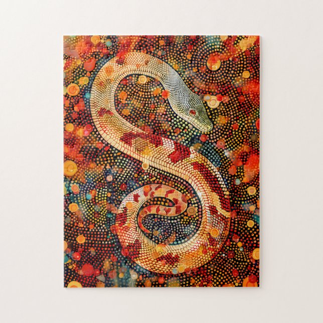 Snake in Aborigine Dot Art Style Jigsaw Puzzle (Vertical)
