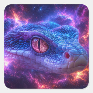SNAKE IN SPACE SQUARE STICKER