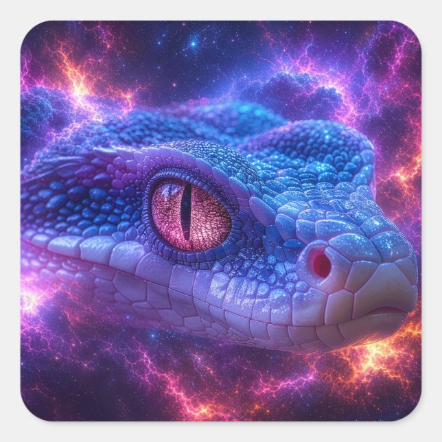 SNAKE IN SPACE SQUARE STICKER (Front)