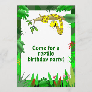 Snake in Tree Custom Reptile Birthday Invitations
