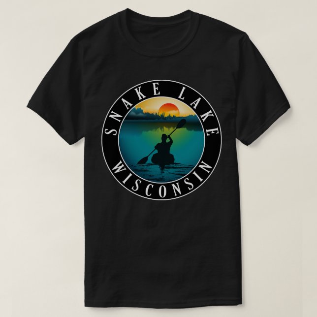 Snake Lake Wisconsin Kayaking T-Shirt (Design Front)