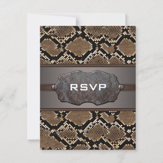 Snake Leather RSVP Response Cards Invites (Front)