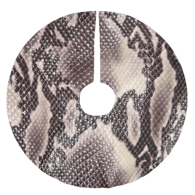 Snake leather: seamless brown texture brushed polyester tree skirt (Front)