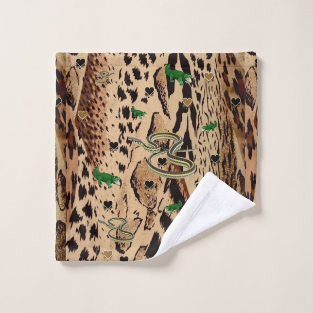 Snake, Leopard Bathroom Towel Sets (Wash Cloth)