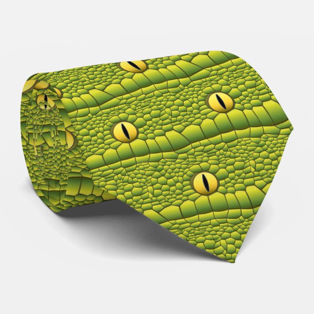 Snake Lover Reptile Eyes And Skin Pattern Tie (Rolled)