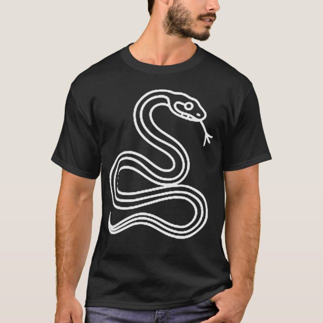 Snake Minimalist Line Art Ball Python Corn T-Shirt (Front)