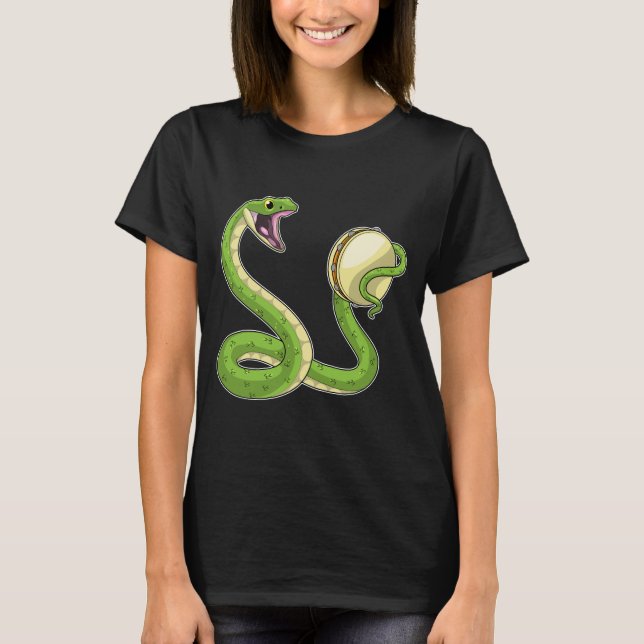 Snake Musician Tambourine Music T-Shirt (Front)