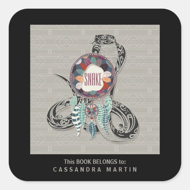 Snake Native American Animal Spirit Book Square Sticker (Front)