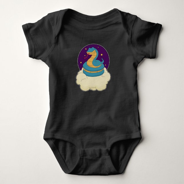 Snake Night Stars Clouds Baby Bodysuit (Front)