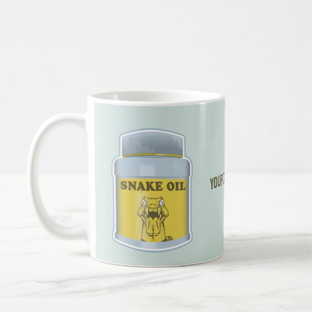 Snake oil alternative medicine coffee mug (Left)