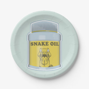 Snake oil alternative medicine paper plate