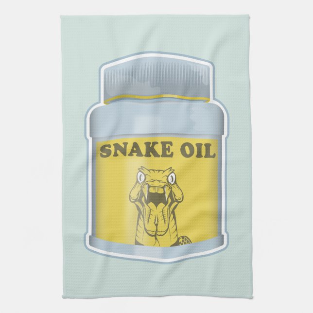 Snake oil alternative medicine tea towel (Vertical)