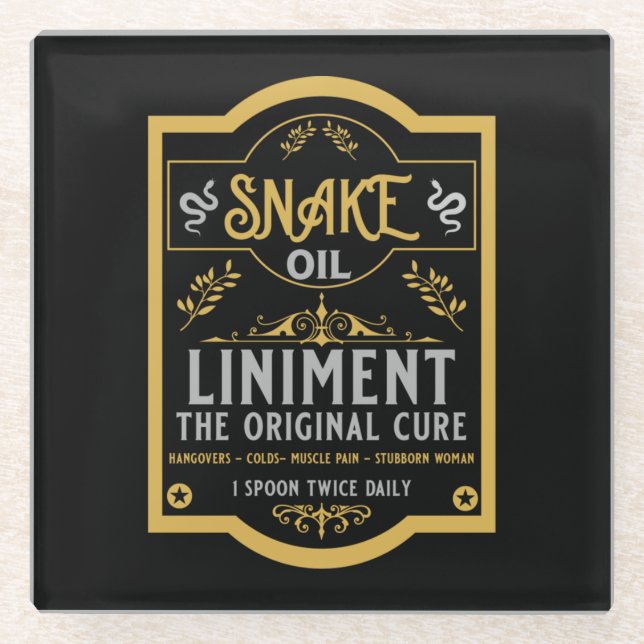 Snake oil Hangover Cure Glass Coaster (Front)