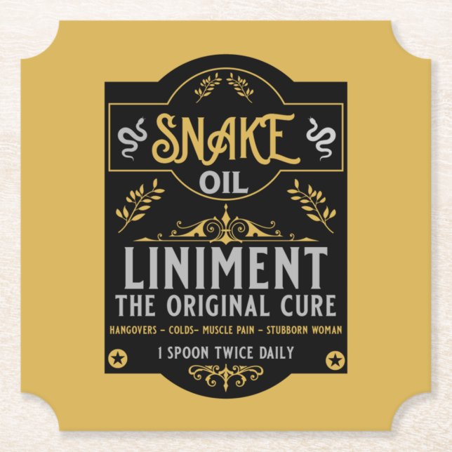 Snake oil Hangover Cure Paper Coaster (Front)