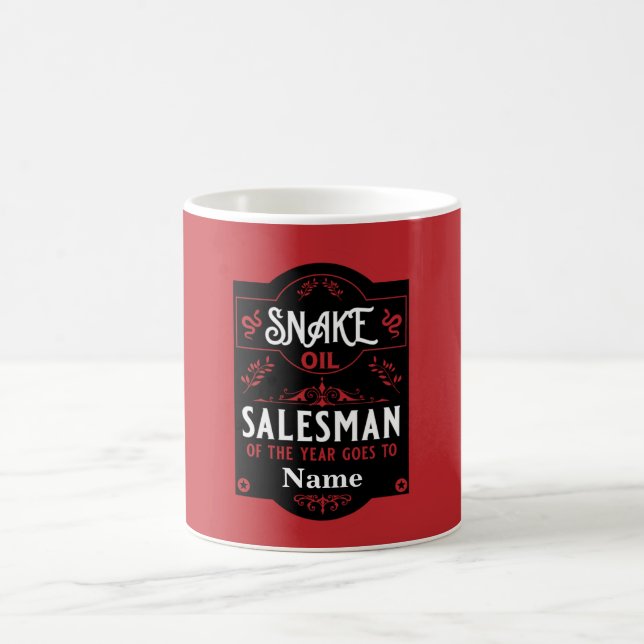 Snake oil salesman funny gifts for sales people coffee mug (Center)