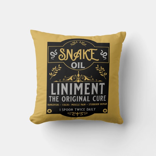Snake oil salesman funny gifts for sales people   cushion (Front)
