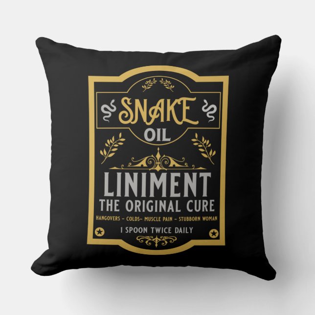 Snake oil salesman funny gifts for sales people   cushion (Front)