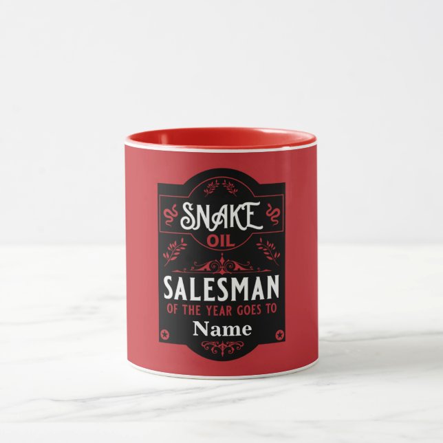 Snake oil salesman funny gifts for sales people   mug (Center)