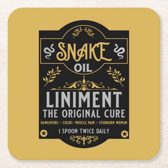 Snake oil salesman funny gifts for sales people   square paper coaster (Front)