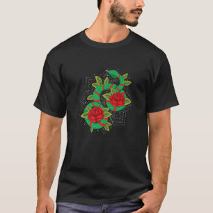 Snake On A Red Roses Poisonus Animal Snake  T-Shirt