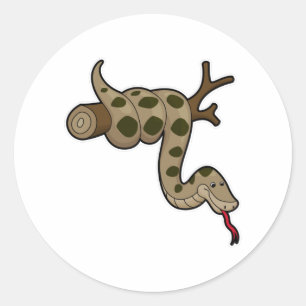 Snake on Branch Classic Round Sticker