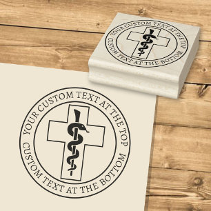 Snake on Cross Rubber Stamp