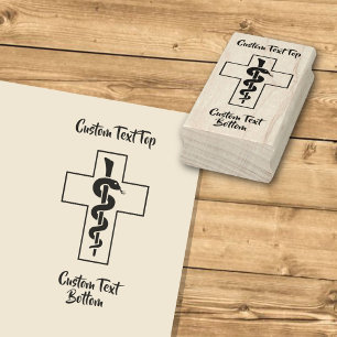 Snake on Cross Rubber Stamp