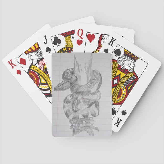 Snake Pencil Drawing Playing Cards (Back)