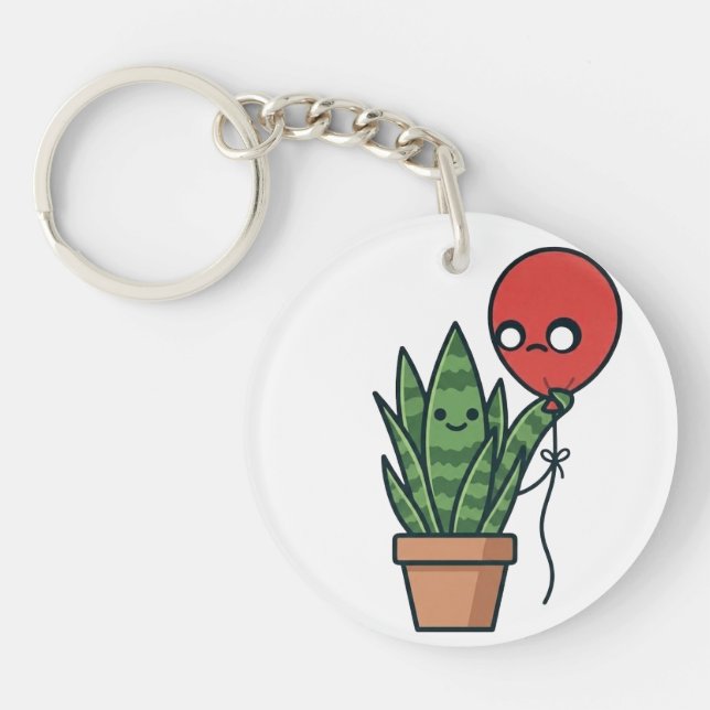 Snake plant and balloon Acrylic Keychain (Front)