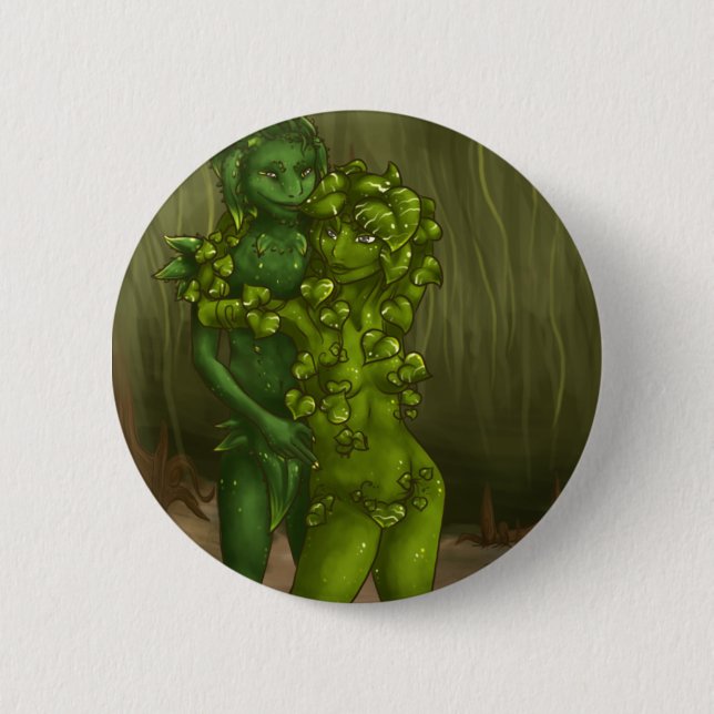 Snake Plant and Pothos Romance 6 Cm Round Badge (Front)