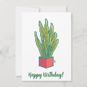 Snake plant, happy birthday pixel art, Pixel Art Holiday Card